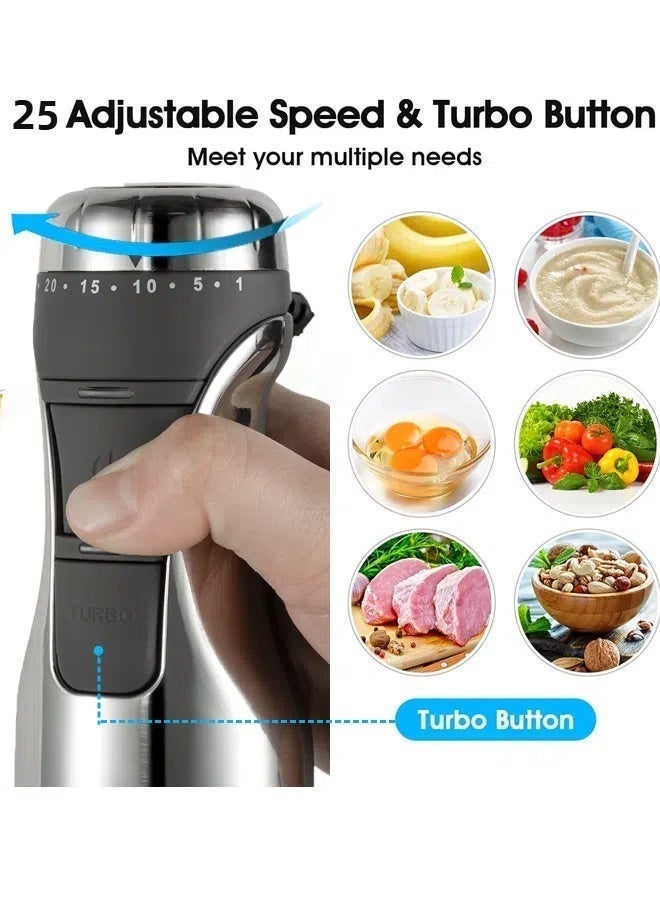 RAF 5-in-1 Hand Blender & Mixer,25-Speed Electric Handheld Blender,700ml Mixing Beaker, 500ml Chopper, Whisk, Milk Frother,for Making Smoothies, Baby Food, Sauce,R.3003 - Image 3